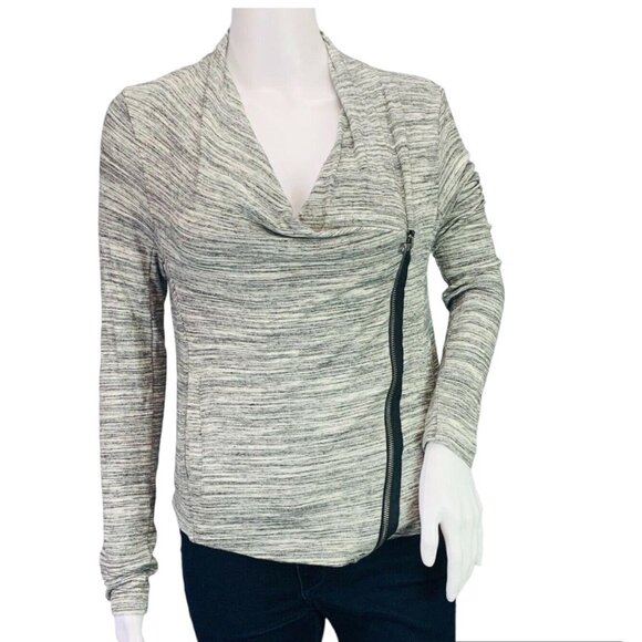 Loft | Lou & Grey Womens Asymmetric Zip Cardigan Melange Stretch Gray Size XS - Picture 2 of 13